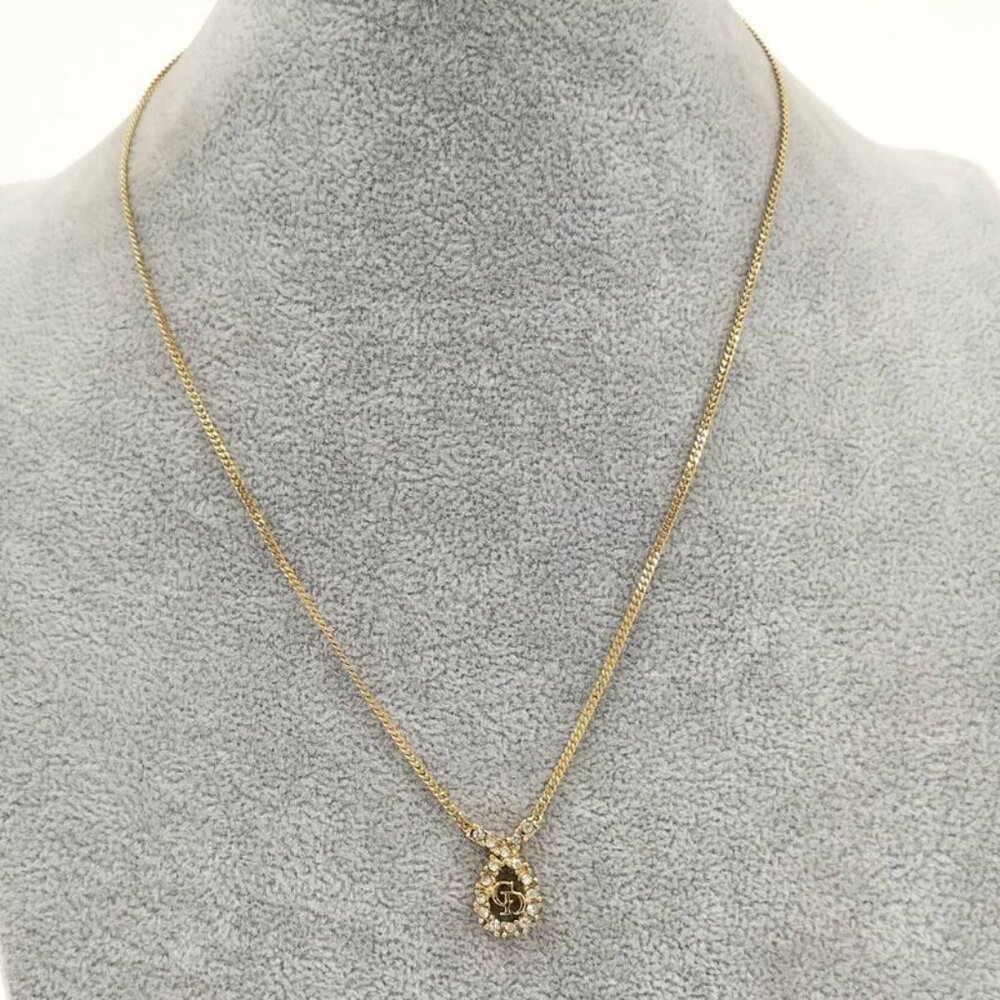 Christian Dior Necklace CD Logo Rhinestone Plated - Picture 7 of 7